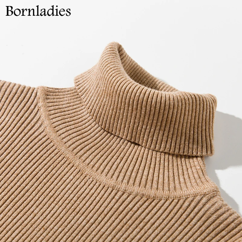 Bornladies 2021 Basic Turtleneck Women Sweaters Autumn Winter Tops Slim Women Pullover Knitted Sweater Jumper Soft Warm Pull