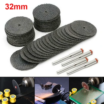 

50Pcs Cutting Disc 32mm Metalworking Engraver Electric Accesorios Dremel Tools Black Resin Cutting Sheet With 4 Mandrel