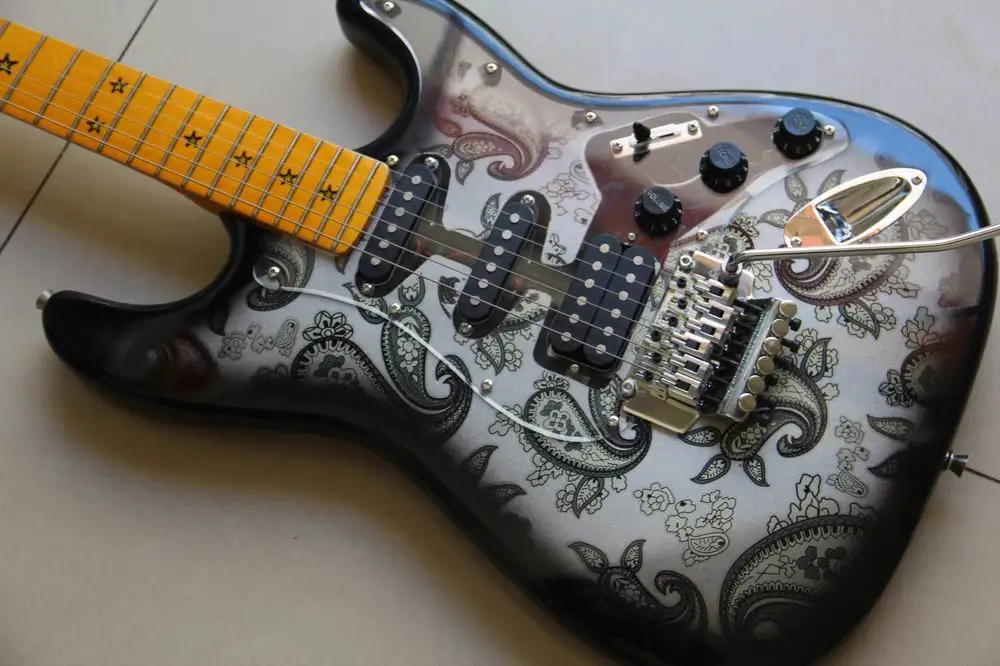 Бесплатная доставка электрическая гитара 3 пикапа модель STR на заказ в черном