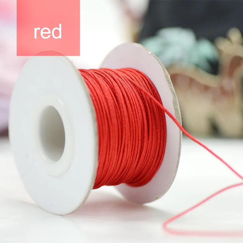 red 0,8 мм мягкий макраме Шелковый Атласный нейлоновый шнур веревка для DIY браслета ювелирные изделия бисер плетеная нить китайский узел - Цвет: red