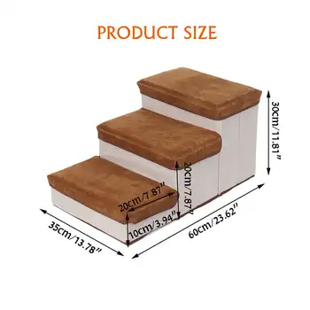 

Pet Dog Stairs Foldable Pet Steps 3-Step Anti-slip Pet Stair Indoor Pet Ramp Ladder For Puppies Dog Cat Bed Stairs Storage Case