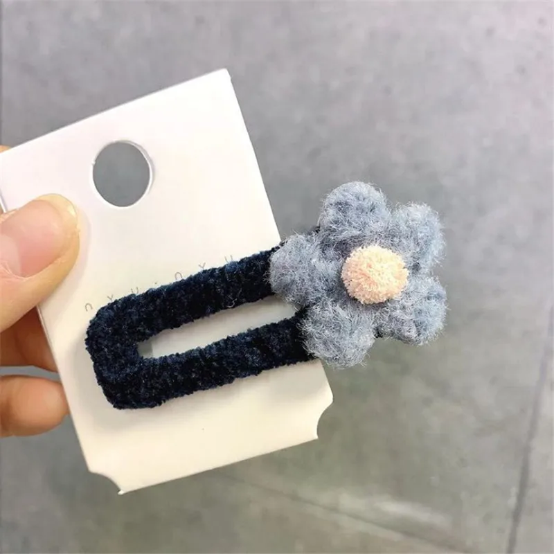 navy 10 шт./лот, модные, милые, однотонные, бархатные, с цветами, милые, Осень-зима, детские, для девочек, BB заколки для волос, заколки для волос, головные уборы, аксессуары для волос - Цвет: navy