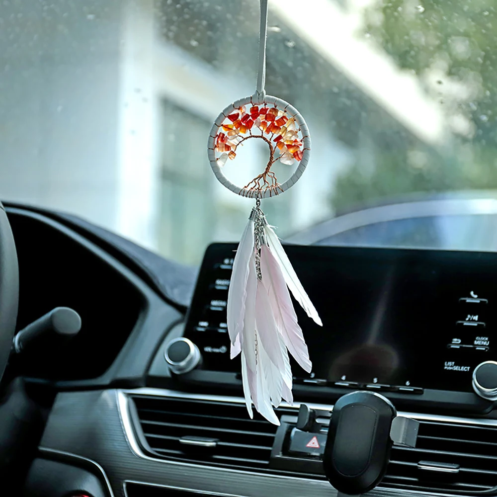 Dream Catchers For Life Tree Car Rearview Mirror Pendant Feather Decor
Wind Chime Hanging Ornaments Car Accessories Interior