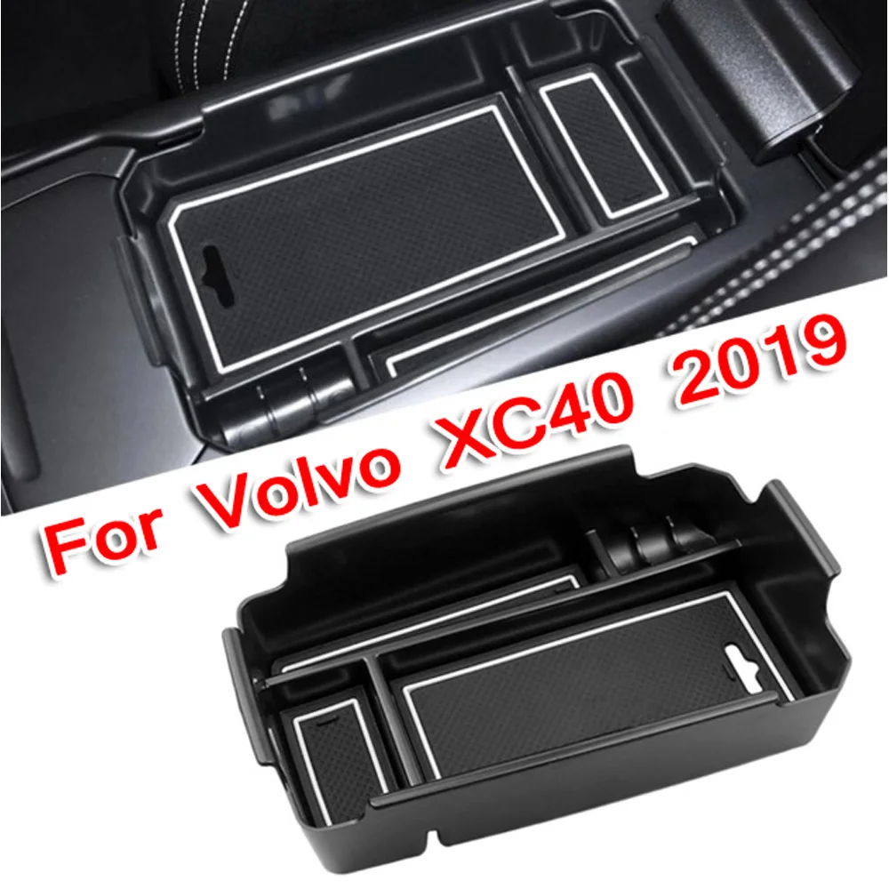 Car Auto Black Center Console Storage Box Organizer Durable For Volvo XC40