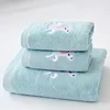 1/2/3PCS Towel Set Cotton Unicorn Towel Bath Towel Cute Cartoon Thickened Face Shower Towel Set Soft Blue Pink 70x140cm 3
