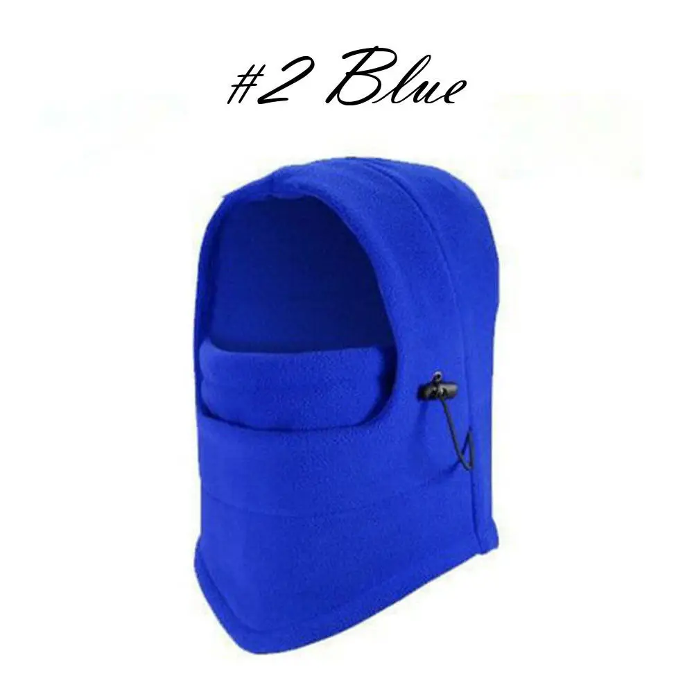 Синий Unisex Polar Fleece Hood Hat Beanie Ski Snow Cap Snood Scarf Warmer Thermal Winter Thick Snow Cap Face Mask Cycling Hat Outdoor - Цвет: Синий