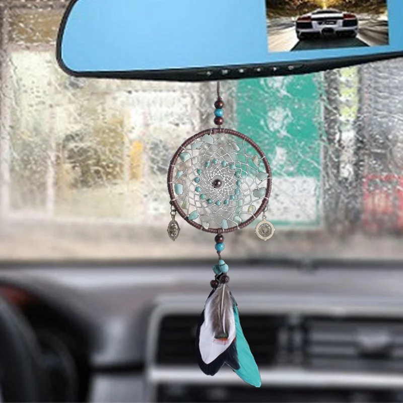 

Car Pendant Dreamcatcher Feather Decoration Hanging Ornament Charms Automobiles Rear View Mirror Dream Catcher Suspension Trim