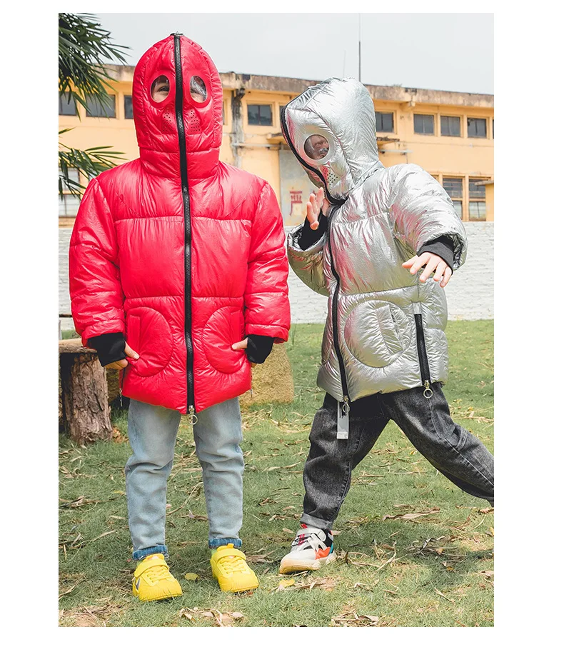 Модное зимнее блестящее детское длинное пальто ветрозащитная хлопковая куртка для маленьких мальчиков и девочек теплая детская одежда на рост 90-140 см