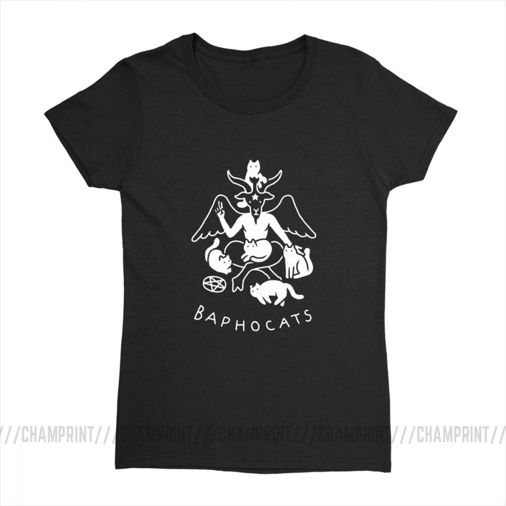 Baphocats для женщин Футболка Baphomet сатана футболки демон пентаграмма Коза оккультная модная футболка Топы одежда для женщин