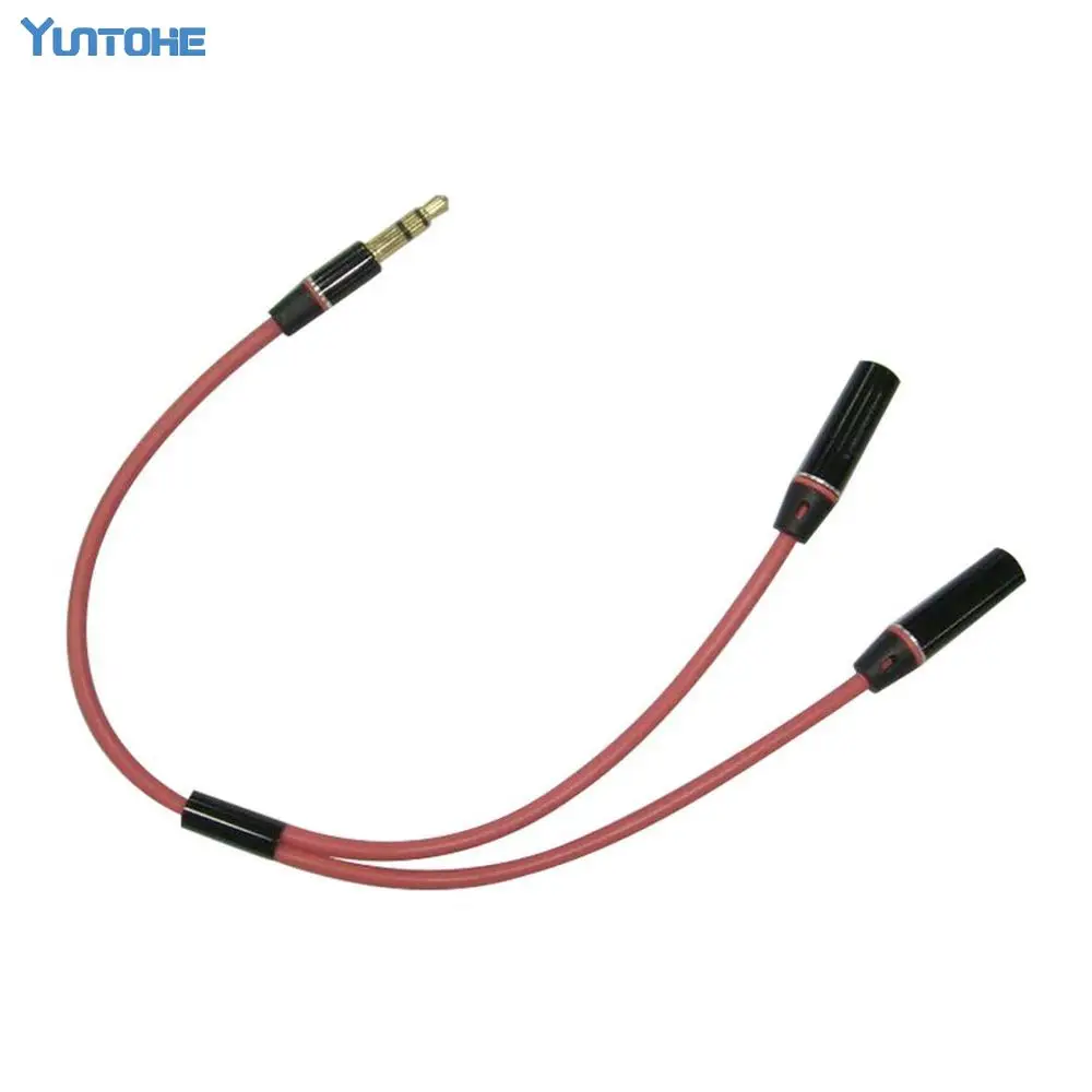 Wholesale Red 3.5mm 1 to 2 Male Female Metal branch Audio Cable Splitte Adapter Distributor Cord 500pcs/lot | Электроника