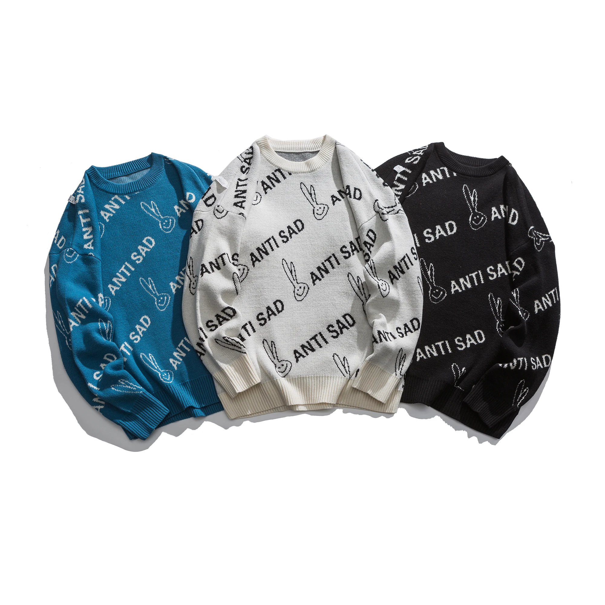 

2021 autumn new fashion letter jacquard sweater men