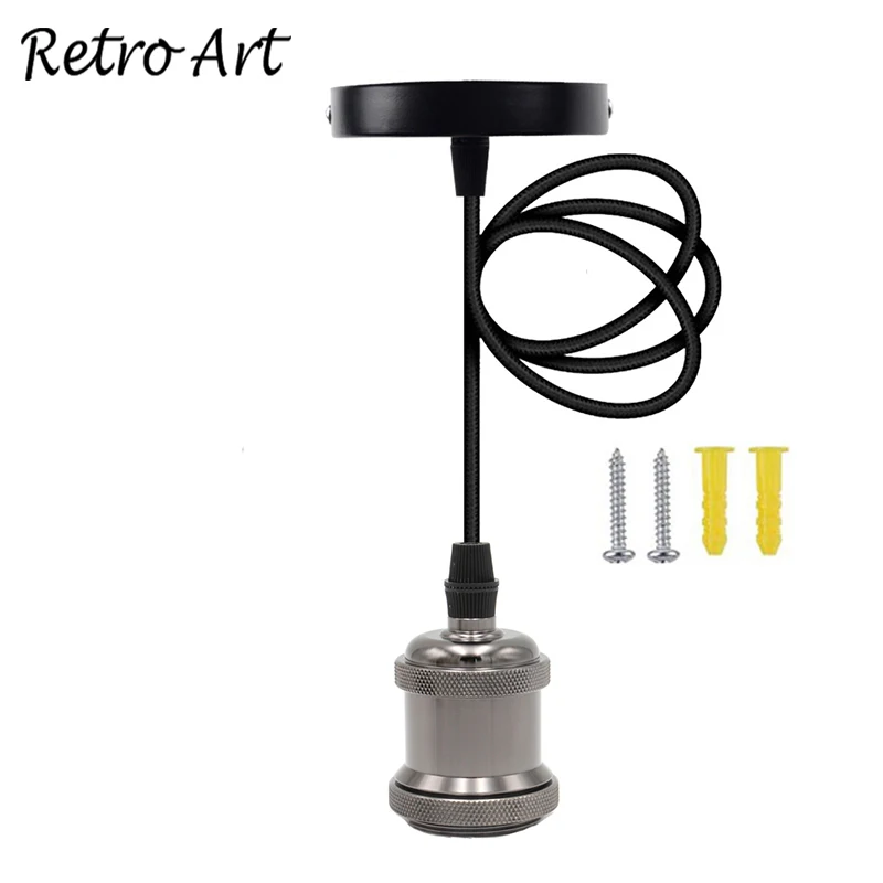E26/ E27 Ceiling Hanging Textile Cord Lamp Holder Polished Pendant Light Fitting Kit | Освещение