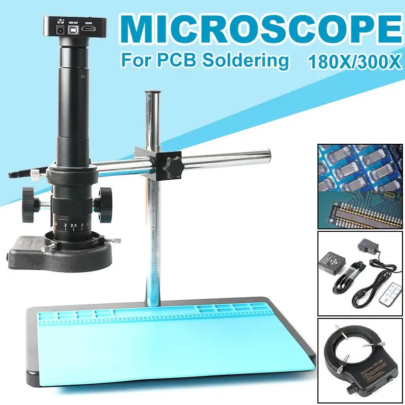 

Digital Microscope Camera 34MP 1080P Freely Adjustable Stand HDMI Video Industry Video Recorder C-Mount Lens For PCB Soldering