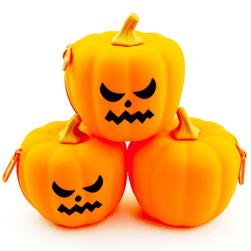 

KAMIDA Silicone Pumpkin Coin Purse Simulation Cartoon Series Multi-function Storage Bag Halloween Gift Wallet Funny Pumpkin Bag