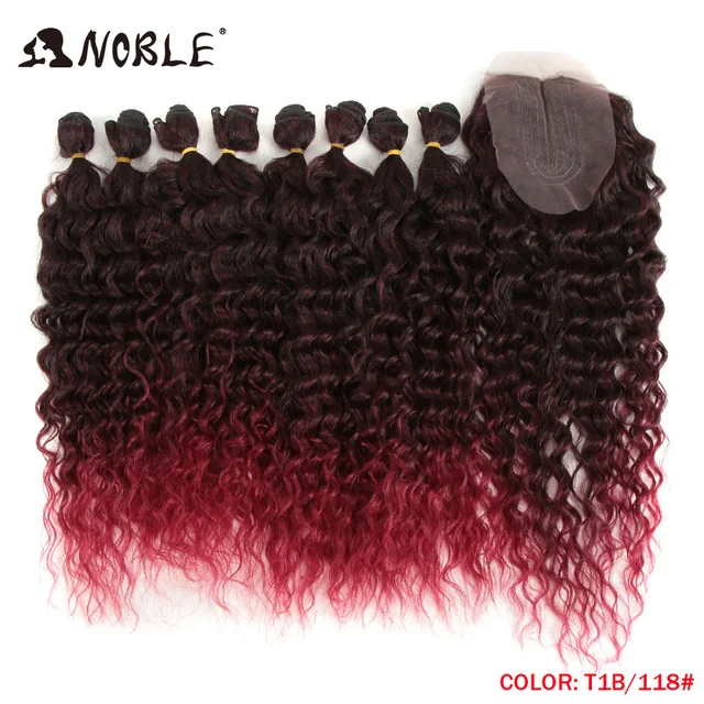 Noble Synthetic Hair Body Weave 20 Inch 8pcs/lot Afro Kinky Curly Hair Ombre Bundles Hair Extension Synthetic Hair Wave T1B-118