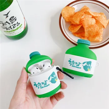 

For AirPod 1 2 Case Korean Liquor Korea Soju Shochu Cute Cartoon Soft Silicone Cases For Apple Airpods Pro Case Cover Funda