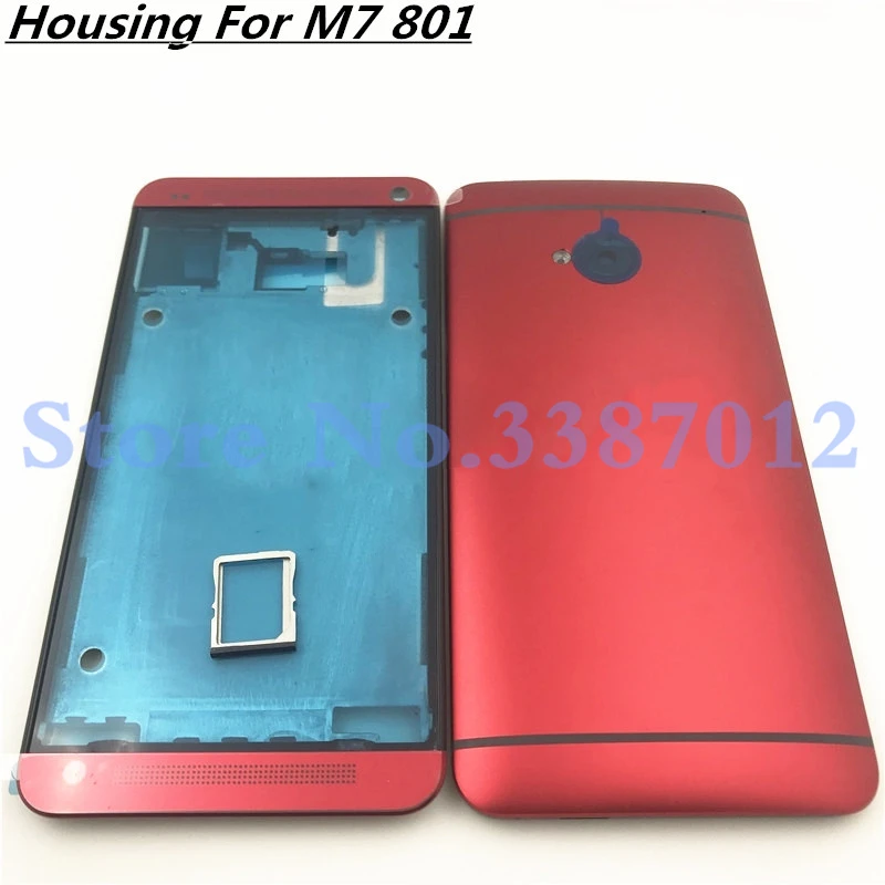 Для htc One M7 801e 801n средняя рамка ЖК передняя рамка Корпус+ Крышка батарейного отсека чехол с объективом камеры+ лоток для sim-карты