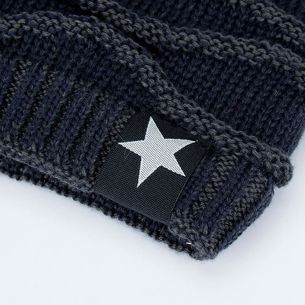 Модный логотип звезда полосатые шляпы для женщин зимняя шапка Skullies Beanies мужские повседневные уличные шапки Теплые однотонные шапки XL174