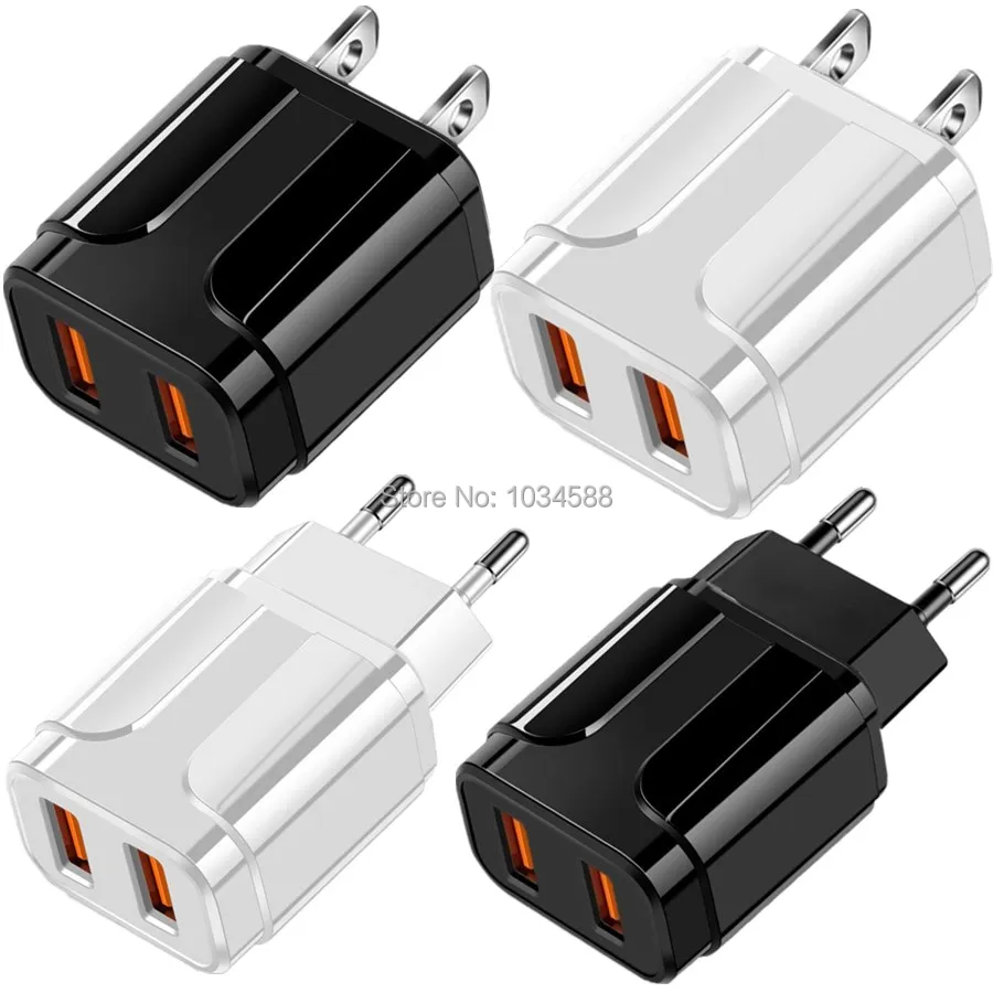 Быстрое зарядное устройство QC3.0 EU US настенное 5 В 2.4A с двойным портом и 3а USB для Iphone