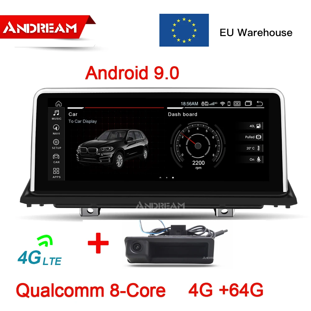 Top 10.25" Qualcomm 8Core Android 9.0 4G+64G Car Multimedia For BMW X5 E70 X6 E71 2007 2008 2009 2010 2011 2012 2013 GPS Navigation 1
