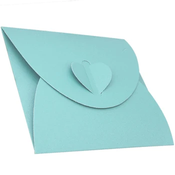 

50Pcs Light Blue Kraft Paper Envelope Bag Peach Heart Single Piece Loaded Western Style Retro Style Package