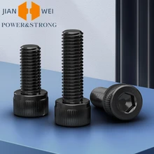 

20/10/5pcs M2 M2.5 M3 M4 M5 M6 M8 Black 304 Stainless Steel Hexagon Hex Socket Head Cap Bolt Sturdy Cylindrical Head Allen Screw