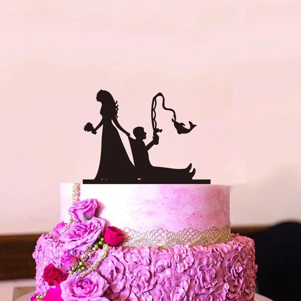 Забавный спортивный Свадебный Топпер для торта для жениха, Mr Mrs, свадебные украшения, акриловые черные топперы для торта, товары для свадьбы вечеринки - Цвет: 8