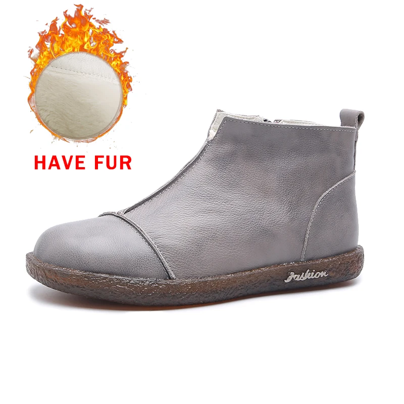 PEIPAH Botas Mujer; коллекция года; сезон осень-зима; женская обувь из натуральной кожи; женские ботильоны; женская повседневная обувь на плоской подошве с молнией; scarpe donna - Цвет: 3