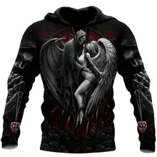 Reaper crânio anjo e demônio 3d todo impresso primavera outono moletom com capuz masculino solto unisex casual pulôver streetwear