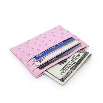 

Ostrich Leather Card Holder Women Slim Credit Card Case 6 Card Slots Pocket Card Wallet have Whosales Price