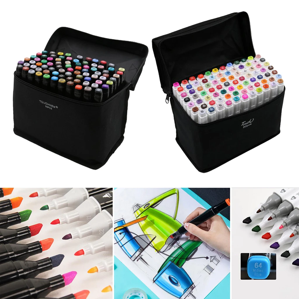 80 Colors Dual Head Brush Water Fine Broad Tip Set Drawing Based Art Marker Pens