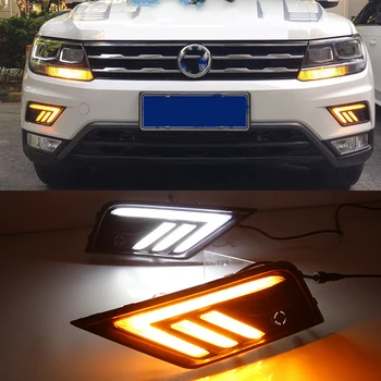 

Car flashing 2PCS Car light for Volkswagen VW Tiguan 2017 2018 2019 DRL Daytime Running Light with Yellow Turn signal fog lamp