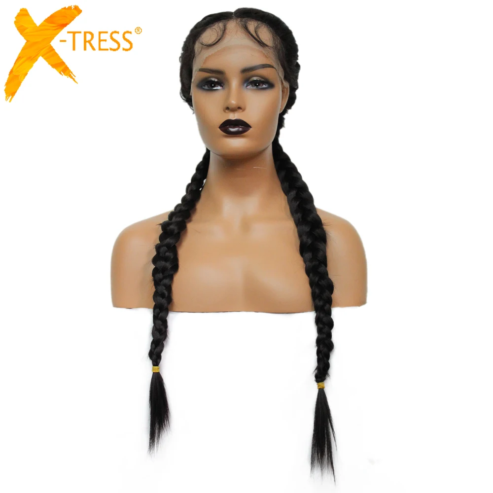 X TRESS синтетические кружевные передние косички парик для черных женщин