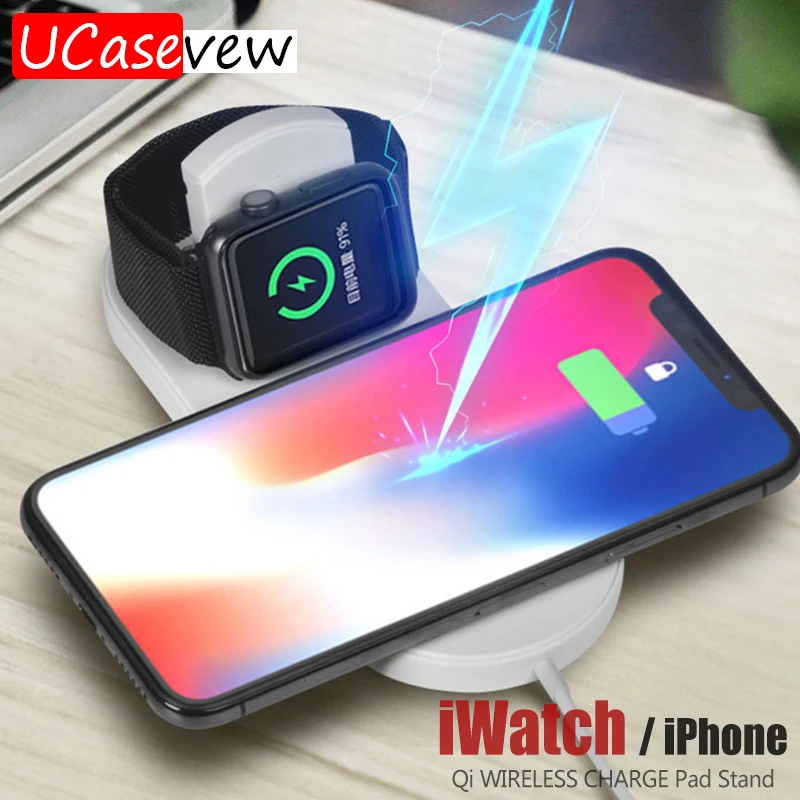 Беспроводное зарядное устройство для часов 2 в 1 подставка iWatch Series 3 4 10 Вт быстрая