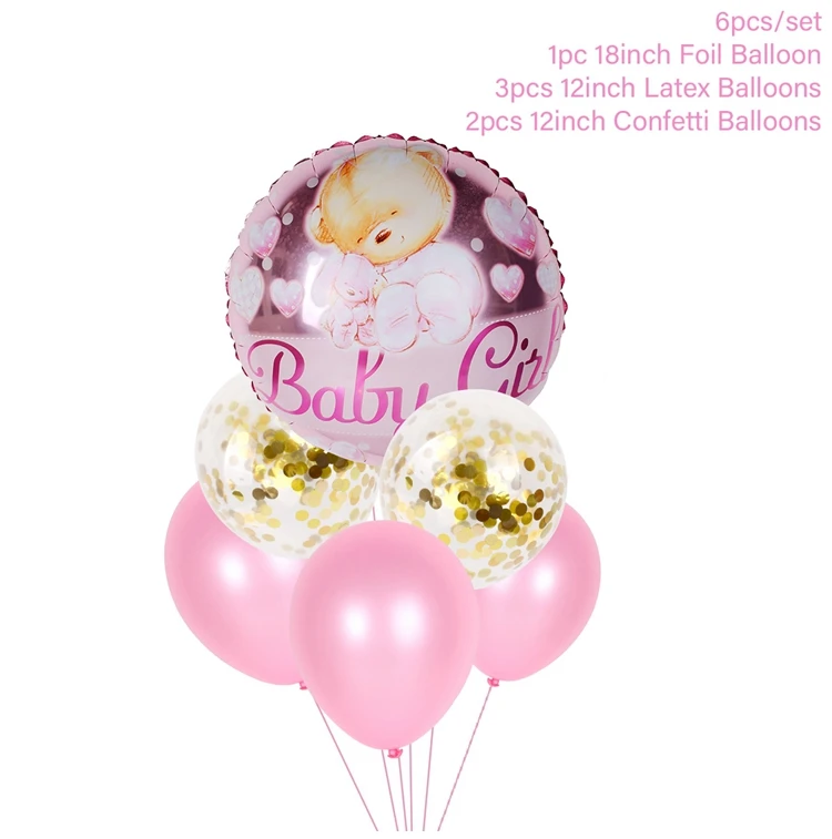 balloon 5 Розовая, синяя посуда для первого дня рождения, украшения для детей, первый день рождения для мальчиков и девочек, декор для первого дня рождения, декор для детского душа - Цвет: balloon 5