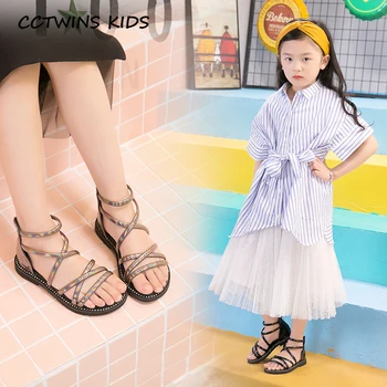 

Girls Gladiator Sandals Shoe 2020 Summer Children Fashion Shoes Baby Girls Brand Princess Sandals Toddler Silver Soft Flat PS852