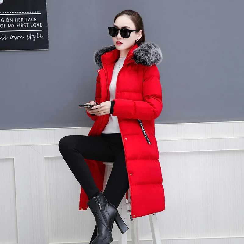 

Figure Rong WOMEN'S Cotton-padded Clothing Winter Mid-length Thick Cotton-padded Jacket Hooded Korean-style Cotton Coat Winter F