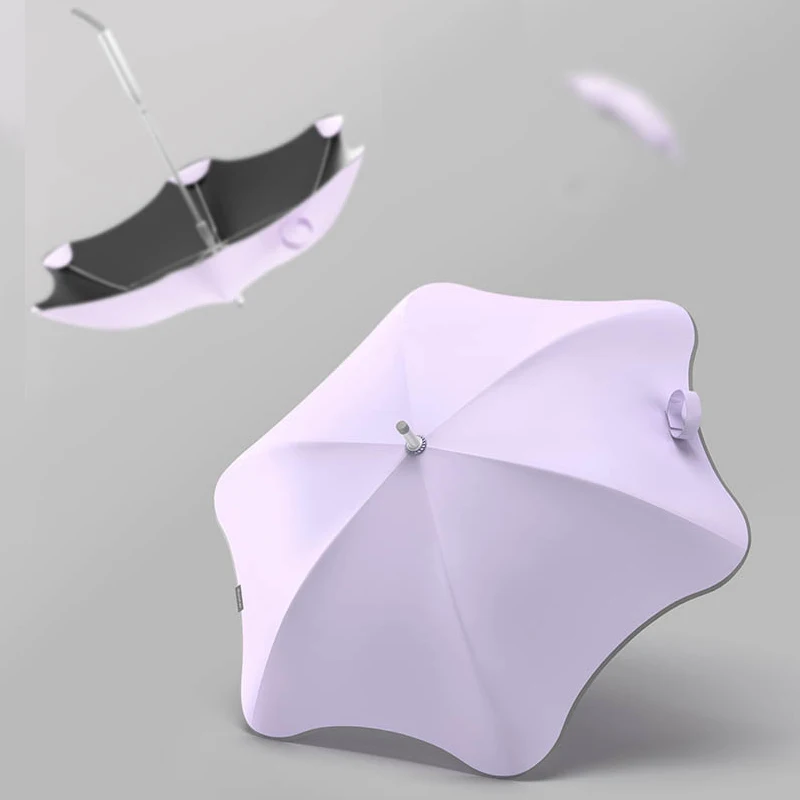 OLYCAT 안티 자외선 태양 우산 크리 에이 티브 간단한 지우기 우산 비 여자 귀여운 롱 핸들 태양 우산 6 갈비 UV 파라솔 UPF50 +