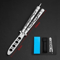 Cuchillo de mariposa plegable para entrenamiento, herramienta de entrenamiento de acero inoxidable 440C, Transformable, Blunt, Balisong, para juego al aire libre
