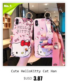 Милый hello kitty Cat кронштейн+ ремешок чехол для iphone 7 Чехол Xs Max 6 6s 8 Plus X Xr мультфильм мягкий ТПУ чехол для телефона