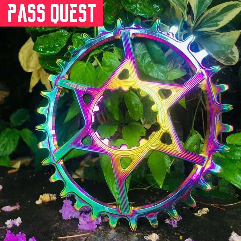 

PASS QUEST Titanium-plated Oval gx xx1 eagle GXP MTB Narrow Wide Chainring 32T-38T Bike Chainwheel 3mm Offset Crankset