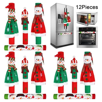 

12 Pieces Christmas Refrigerator Door Handle Covers,Snowman Pattern Kitchen Microwave Oven Dishwasher Handle Covers