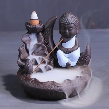 

Backflow Reflux Incense Burner Holder Censer Buddist Monk Statue Handicraft Creative Home Decor The Little Monk