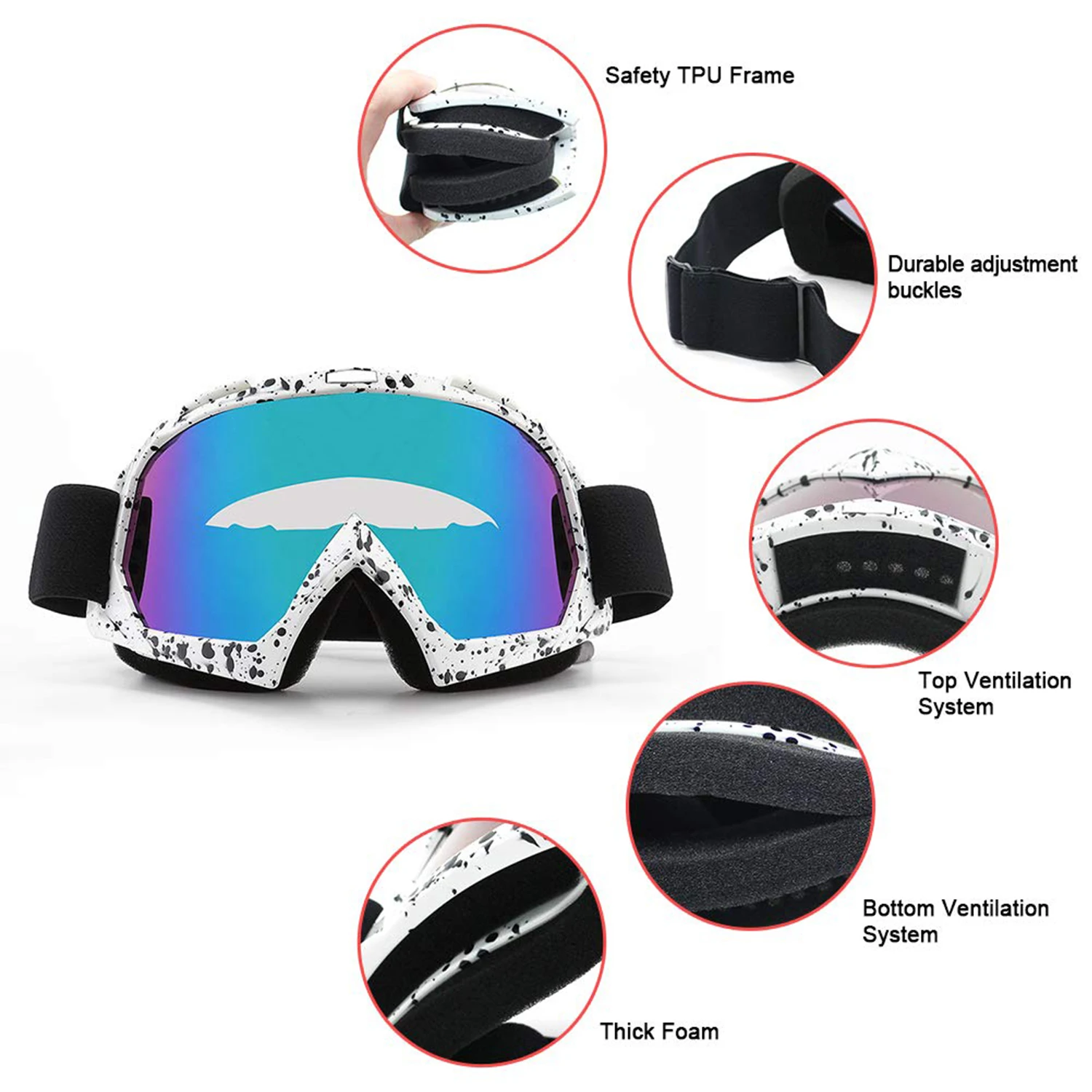 Лыжные очки, двухслойные, УФ, анти-туман, большая Лыжная маска, очки для катания на лыжах, сноуборде, очки для мужчин и женщин, лыжные очки D35