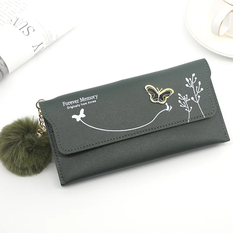JEOCODY Cute Animal Leather Wallet Clutch - Long Zip Coin Purse With Card Slots, Pink Butterfly Design