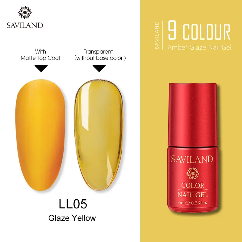 7ML LL05 Гель-лак для ногтей из прозрачного стекла SAVILAND, радужная Янтарная глазурь, гель для ногтей, Праймер, лак для ногтей - Цвет: 7ML LL05