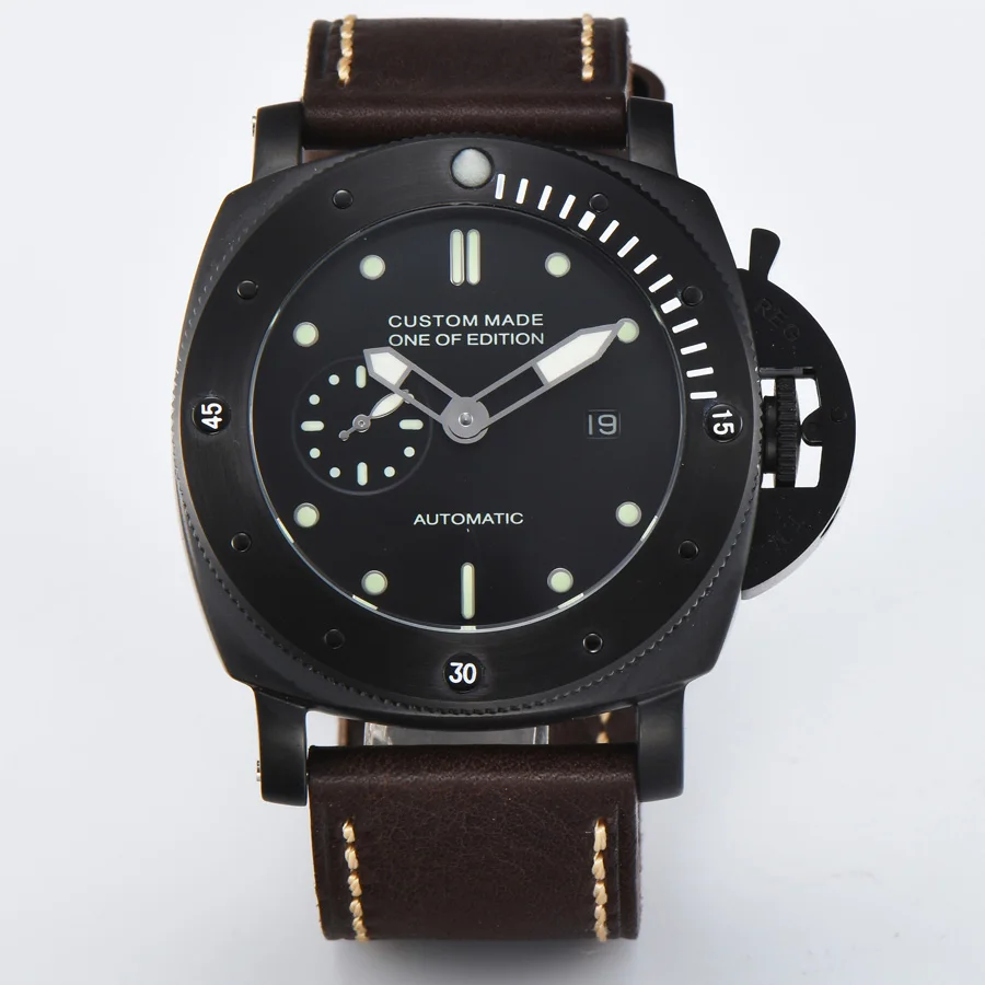 

automatic watch mechanical watch watch men Luminous waterproof date stainless steel pvd Leather 47MM NH444