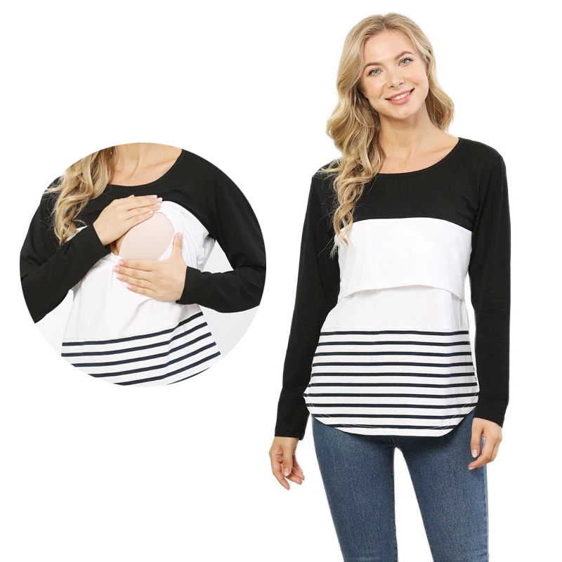 

Freeshipping Pregnant Women Nursing Top Maternity T-shirt Autumn Long Sleeve Pregnancy Maternity Clothes Preast Feeding Tops