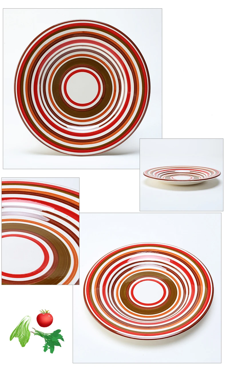 8 дюймов Круглая ручная роспись цветок керамическая тарелка фруктовый салат тарелка десерт стейк кухня хранение Декоративная посуда