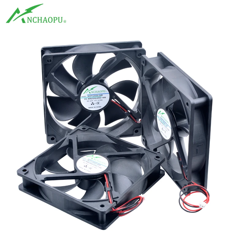 Ventilador de refrigeración ACP12025, 12cm, 120mm, 120x120x25mm, DC5V, 12V, 24V, 2 pines, adecuado para inversor de corriente de chasis